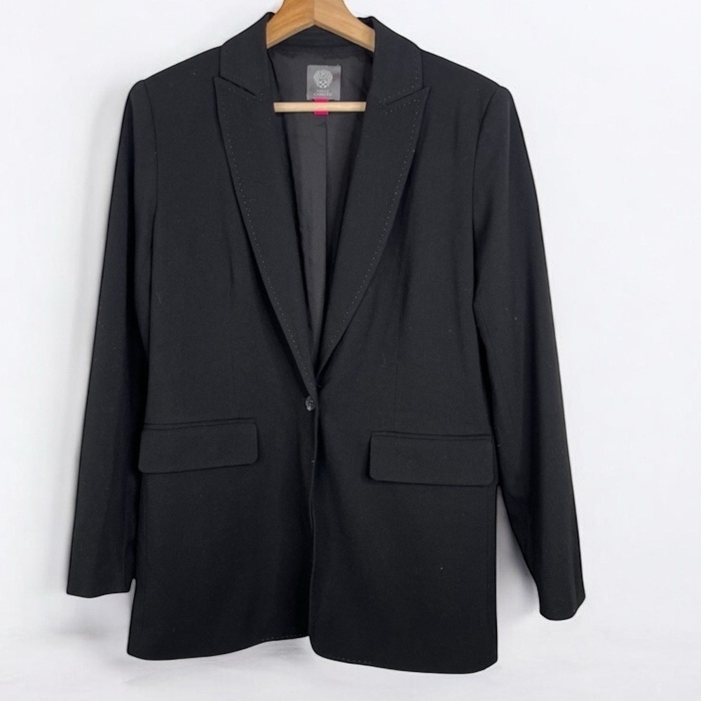 Vince Camuto Women's Black Blazer Jacket Size 6 Single Button Closure Stitched